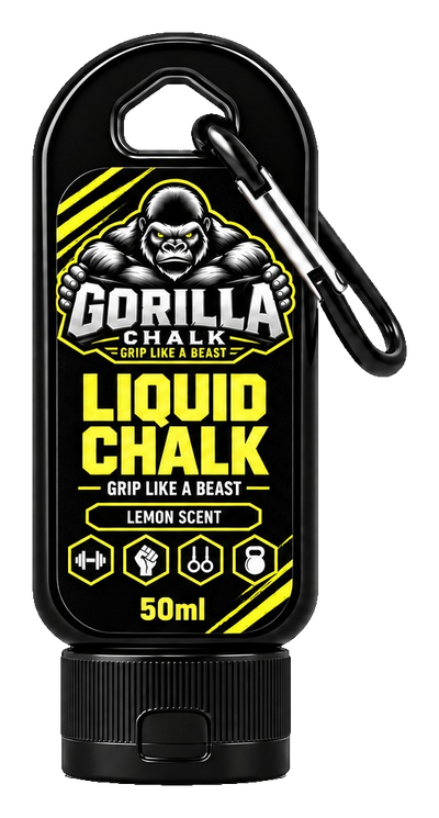 Gorilla Chalk Lemon liquid chalk bottle, 50 mL carabiner, front label
